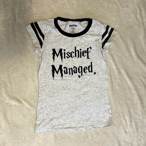 Harry Potter shirt; Mischief Managed